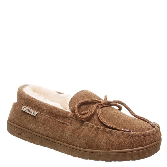 BEARPAW Moc II Wide Hickory Suede Slip On w Sheepskin Lining & Thick Comfy Sole - Picture 4 of 7